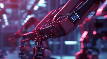 Aufkleber - MLP Smart industry robot arms for digital factory production technology showing automation manufacturing process of the Industry 40 or 4th industrial revolution and IOT software to con : Generative AI