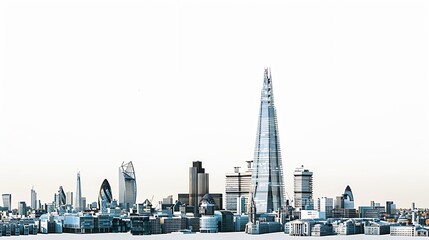 Fototapete - Cityscape of London United Kingdom isolated on white background modern high rise building and tower : Generative AI