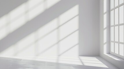 Poster - Minimal abstract light gray background for product presentation Soft shadow and light from windows on white wall : Generative AI