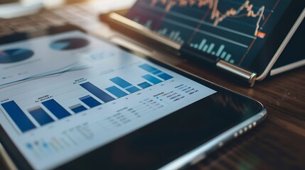 Leinwandbilder - Business finance and investment Analyze economic growth charts for informed business finance decisions and financial decisionmaking Stock Market report Strategy Data Collection Forecas : Generative AI
