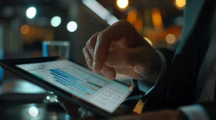 Fototapete - Business 2025 analytics tools charts and graphs with statistics to analyze business potential and forecast future development of companies growth Businessman using a tablet : Generative AI