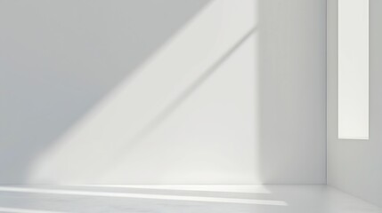 Fototapete - Minimal abstract light gray background for product presentation Soft shadow and light from windows on white wall : Generative AI