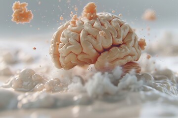 Sticker - Brain Model in a Bubble Representing Medical Research and Scientific Study