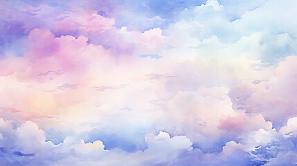 Wall Mural - Hand-Painted Watercolor Sky Abstract Cloud Background