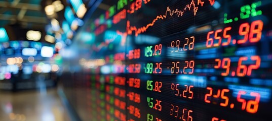 Poster - Business stock market collapse crisis data on display screen. Generative AI technology.