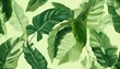 © Ekaterina - Botanical seamless pattern, banana leaves, vines and other leaves on a green background