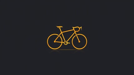 Canvas Print - A minimalist design of a bicycle in orange outlined against a black background.