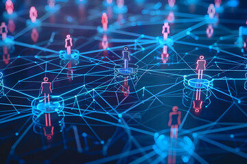 people icon and connection line for social network cyber futuristic technology concept