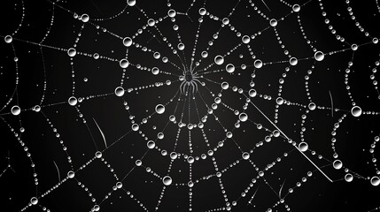 Wall Mural - a spider web covered in dewdrops in the morning.