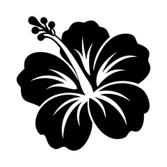 Silhouette hibiscus flower vector illustration