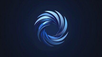 Wall Mural - an abstract swirling blue circle on a dark blue background.