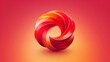 © Galib - A 3D rendering of a red, swirling ring shape on a red and orange gradient background.