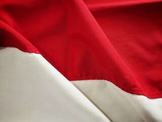 Close-up of red white Indonesian flag for 17th August independence day