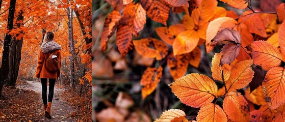 Wall Mural - autumn leaves in the forest