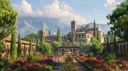 Wall Mural - Alhambra, Spain - Majestic Moorish palace and gardens