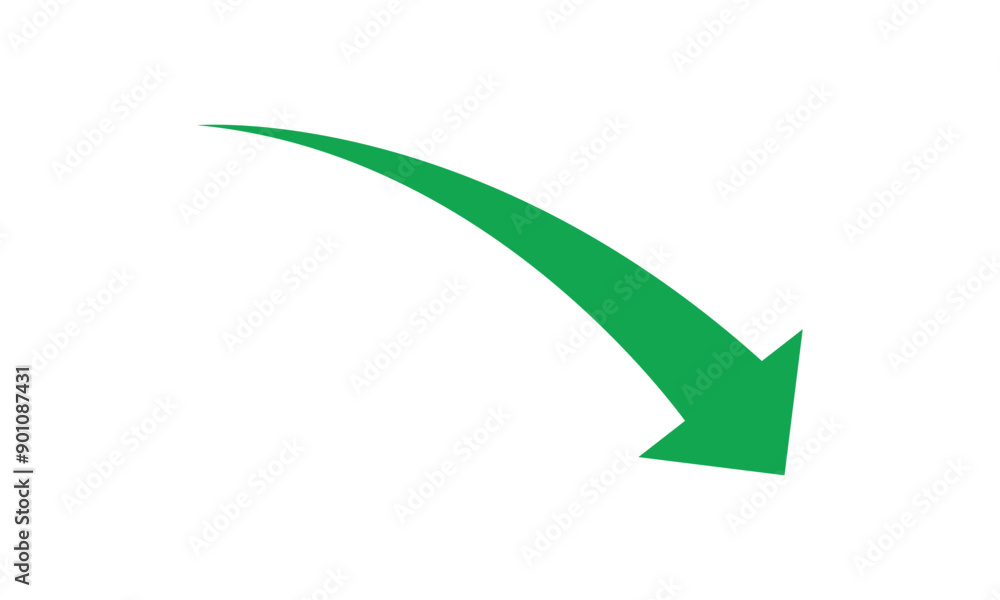 Sharp green curved arrow icon, Green arrow icon isolated on transparent ...