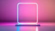 © Tonton54 - Minimalist square podium with neon accents, highlighting product features in a futuristic presentation, copy space, focus cover all object, deep dept of field