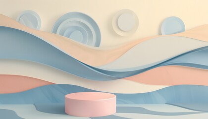 circle pink ipodium with wave background