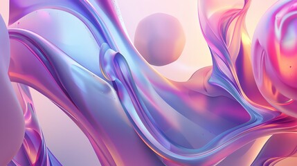 Wall Mural - An abstract, colorful background with flowing, iridescent shapes.