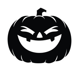 Halloween pumpkin with big smile character face expression. Vector cartoon silhouette illustration