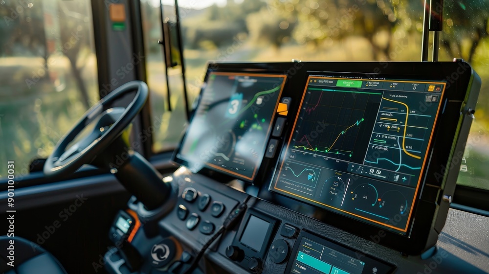 Green Travel Innovation SolarPowered Tour Bus Dashboard with ...