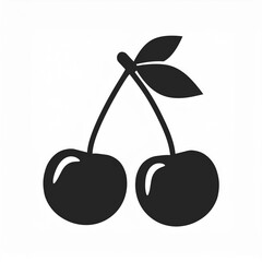 Poster - cherry cherries icon isolated black