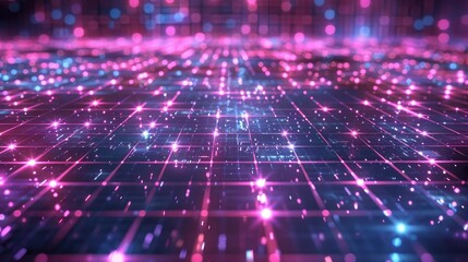 Futuristic glowing grid with neon lights