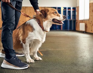 Wall Mural - dog trainer in a dog school