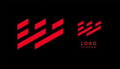 Wall Mural - Abstract red geometric letter W with parallel lines. Stripes modern logotype concept, futuristic design for an innovative company, minimalist sporty and technological power style. Vector illustration