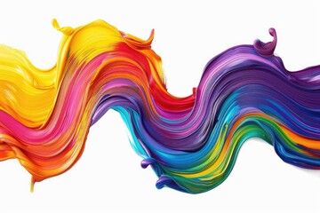 Wall Mural - Abstract Swirling Colorful Paint Strokes on White Background