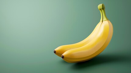 Poster - Two yellow bananas on a green background.