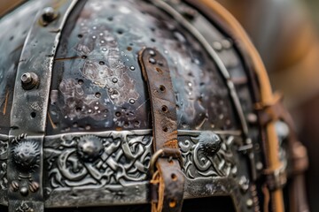 Wall Mural - Viking helmet with detailed metalwork and leather straps