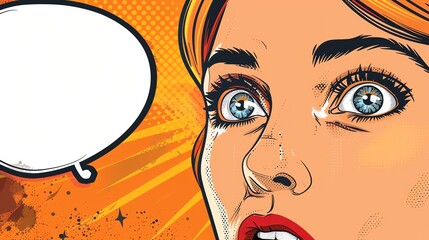 Wall Mural - A surprised woman in a comic book style.