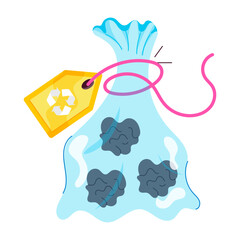 Wall Mural - A flat style sticker of recycling bag

