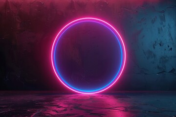 Poster - Glowing neon circle in dark moody atmosphere