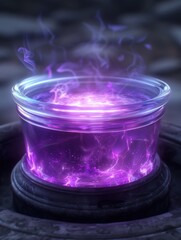 Poster - Glowing purple plasma energy orb in glass container