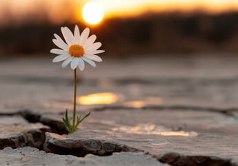 Canvas Print - Daisy flower blooming at sunset