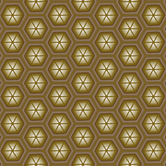 Wall Mural - 3D brown pattern texture art design hexagon and circle dome modern style sameless repeat for decorate new art deco style. beauty, fashion, geometry, colorful, line, circle, interiors, frame.