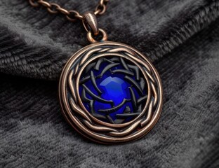 Sticker - Intricate bronze pendant with vibrant blue gemstone