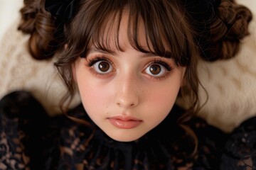 Canvas Print - close-up portrait of a young woman with curly hair