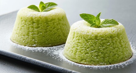 Canvas Print - Delicious green tea mochi desserts