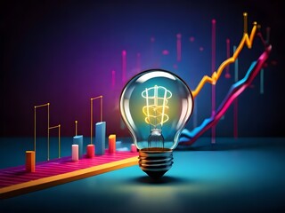 Wall Mural - light bulb with business growth