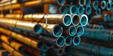 Canvas Print - Stacked Metal Pipes