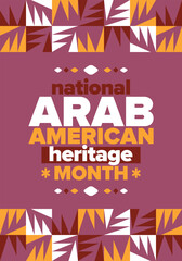 Wall Mural - National Arab American Heritage Month. Arab American culture and tradition. Celebrate annual in United States in April. Arabian pattern. Poster, banner and background. Vector ornament, illustration