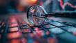 © CreativeIMGIdeas - A magnifying glass is on a keyboard with a reflection of the keys. Concept of curiosity and exploration, as if the viewer is looking through the magnifying glass to uncover hidden details or secrets