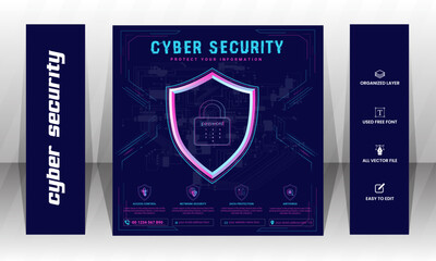 Wall Mural - Cyber security mordent social media ads design template