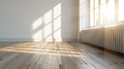 Wall Mural - Sunlight Streaming Through Window Onto Wooden Floor