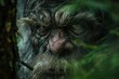 © Igor - bigfoot hide sasquatch face in the deep forest woods