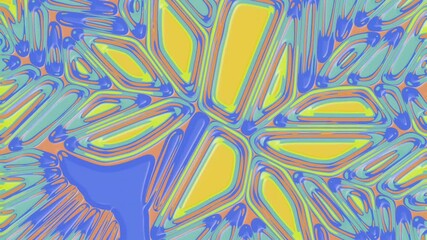 Aufkleber - Digital loop animation of fractal crystal multicolor pattern. 3d rendering 4K