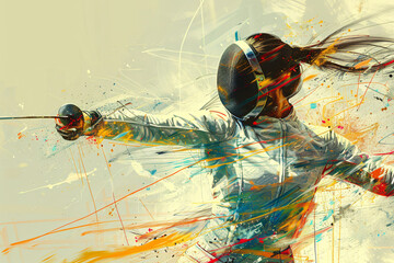 Woman fencing sport illustration